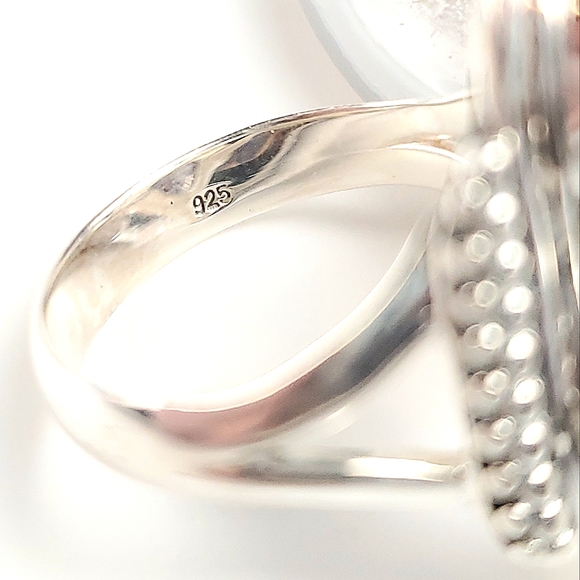 Sterling Silver Amethyst and Labradorite Double Teardrop Ring Size 8 - Picture 12 of 15